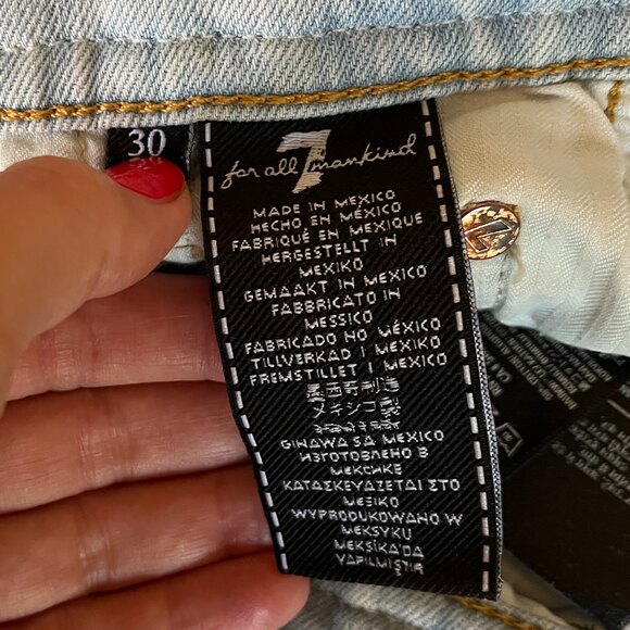 7 For All Mankind High Waist Cropped Straight Light Wash Jeans Size 30 - Picture 7 of 11